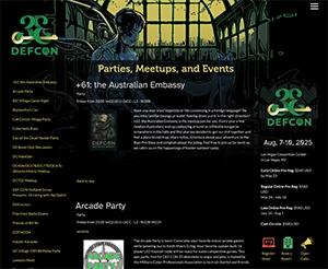 Parties, Meetups, and events page screen cap